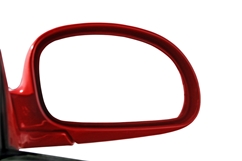 side mirror of a red car