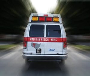 ambulance speeding through Atlanta