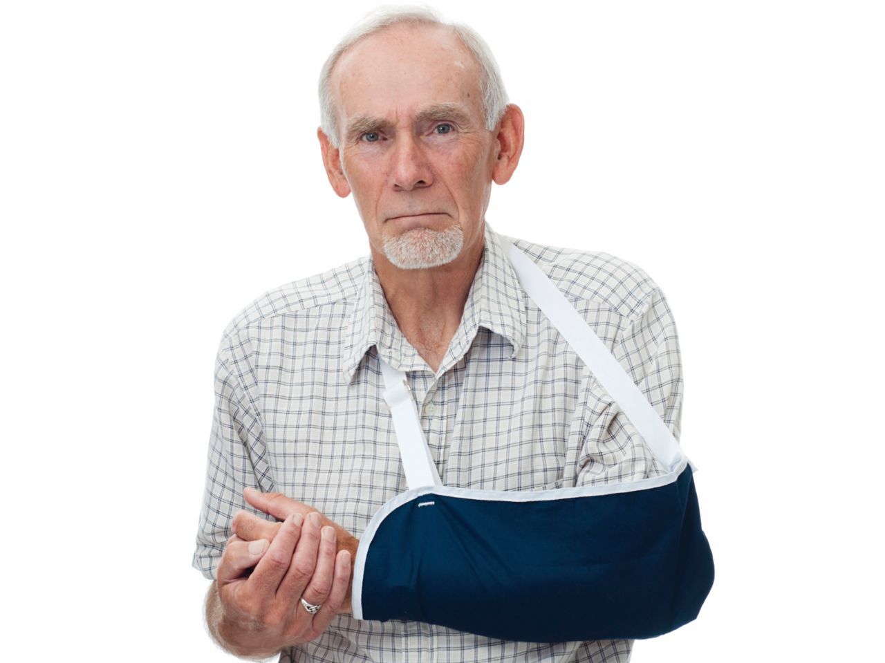 older man with broken left arm