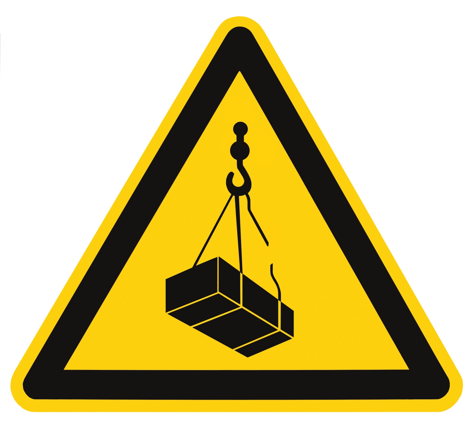 warning yellow sign for falling cargo