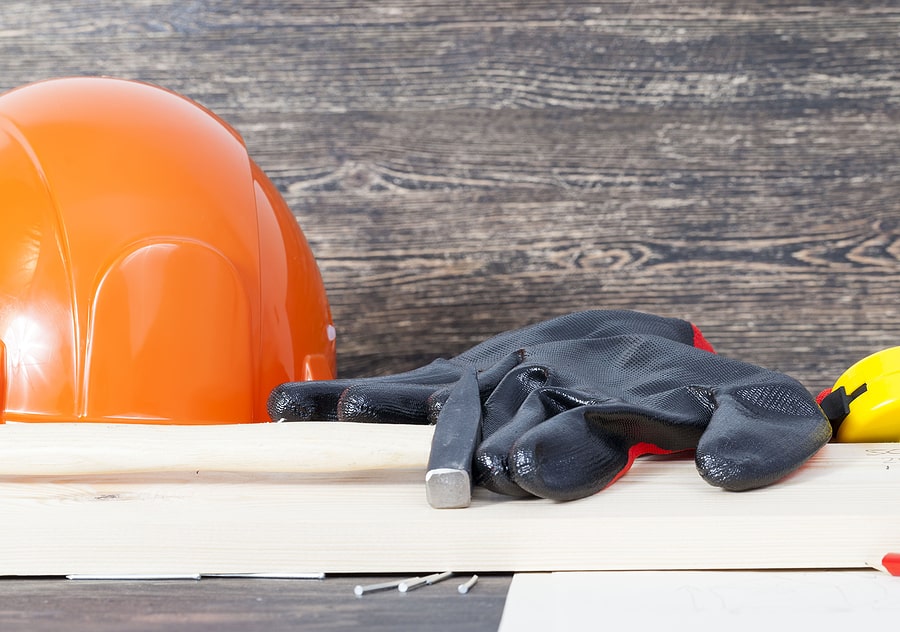 Construction safety items laying on a table