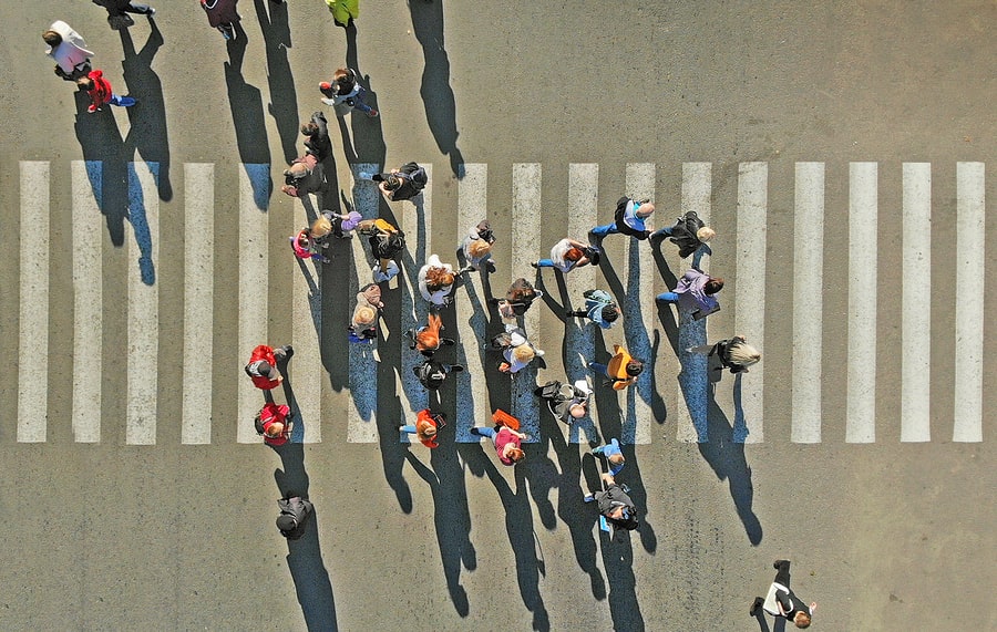 people crossing the street