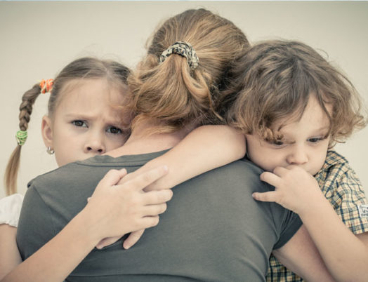 Family grieving together