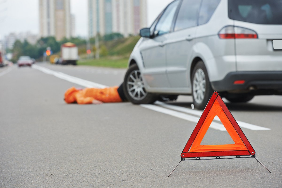 Aftermath of a pedestrian accident on the road