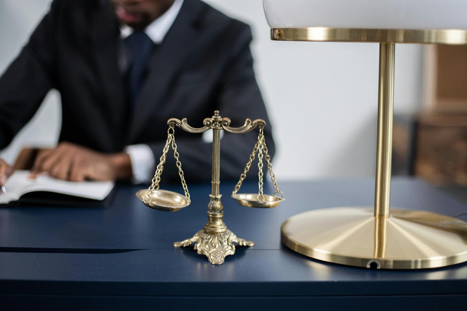 lawyer reading documentation at the desk