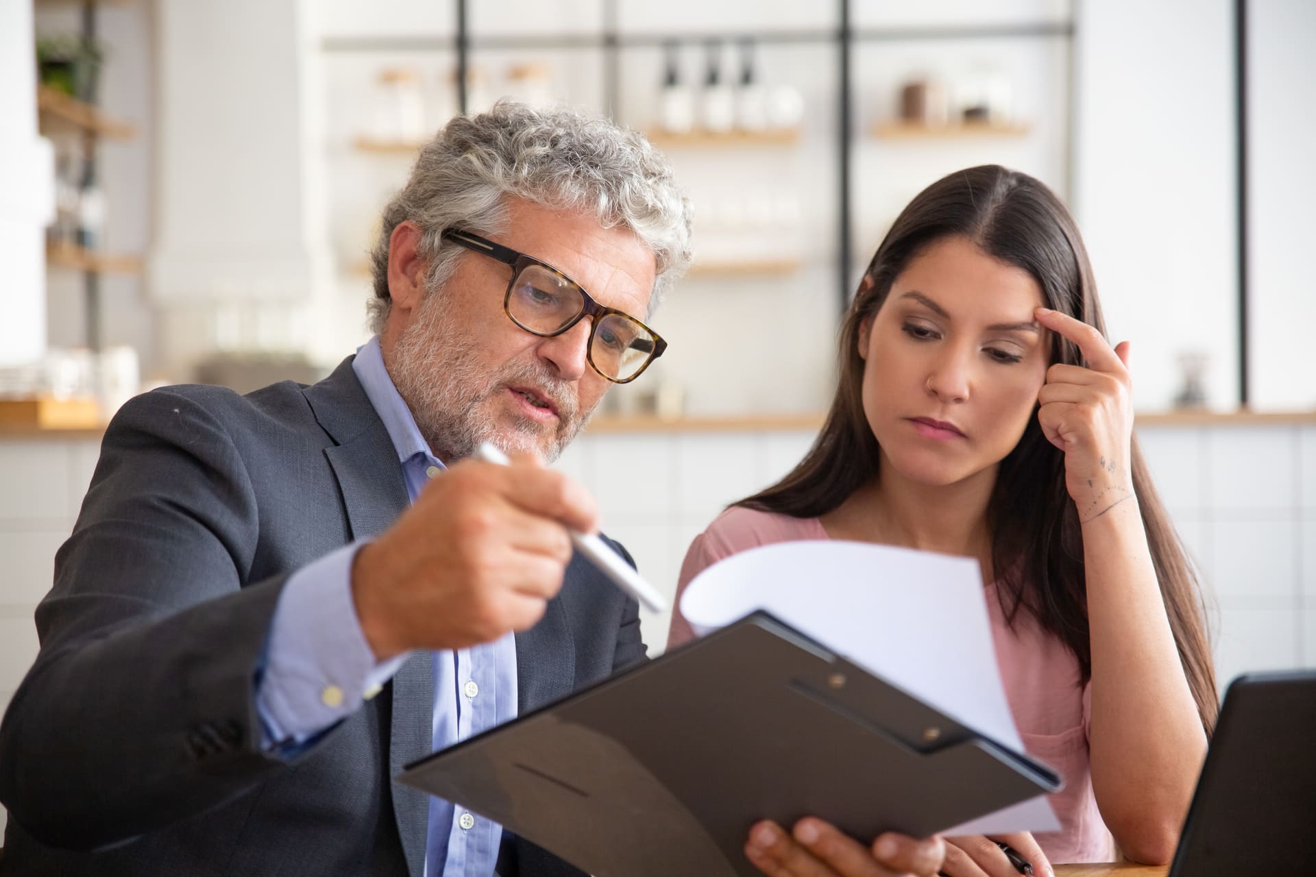older lawyer consulting client